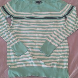 Nautica Women's Mint and White Striped Sweater